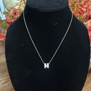 Pink “H” 18” Gold Plated Stainless Steel Necklace